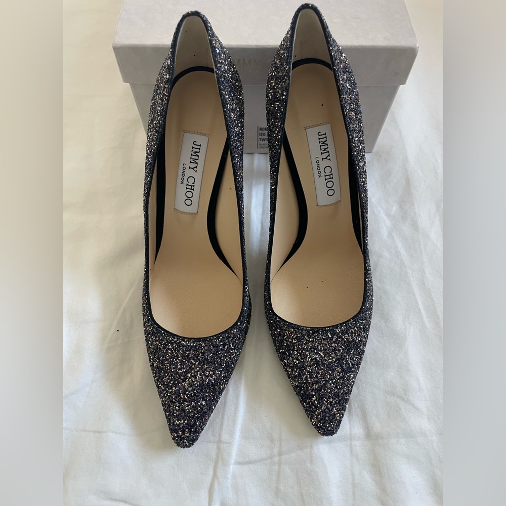 Jimmy Choo Romy 100 Glitter Heels